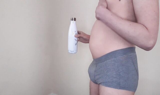 Drinking 1.5 GALLONS of water, HUGE jism fountain at end