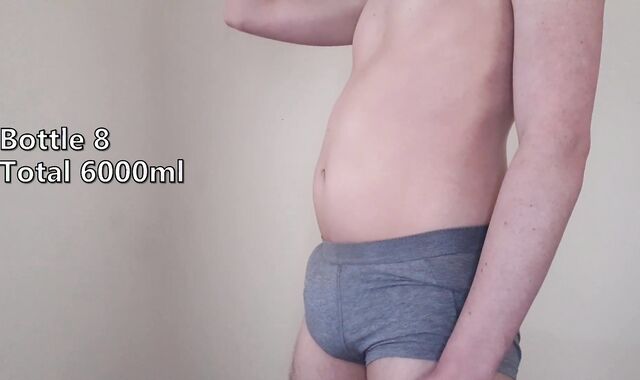 Drinking 1.5 GALLONS of water, HUGE jism fountain at end