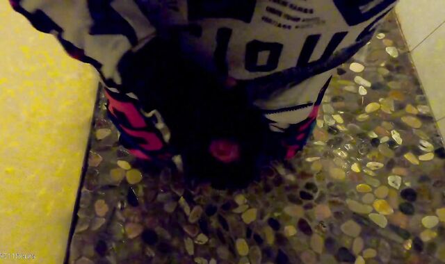 college-aged years Senior man take a bathroom in MX gear and jack off