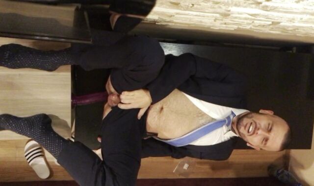 Werther1 in suit and tie & OTC-socks romps butt with a fake-bone - FUN at Home