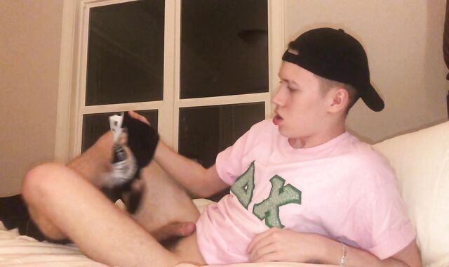 19 year elderly college frat fellow Jesse Gold thumbs his wool glazed slot