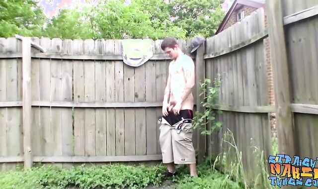 Sumptuous heterosexual thug Lex Lane masturbates solo outdoor