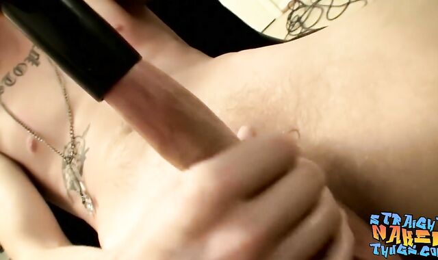 Faggot-For-Pay youthful stud plays with his boy penis and vacuum cleaner