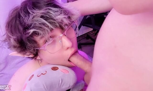 Femboy Mega-Bitch gives filthy oral pleasure to Hetero Pal