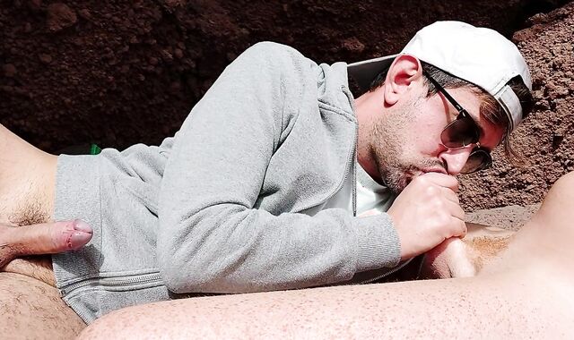 Deep Sucking my red husband on the beach