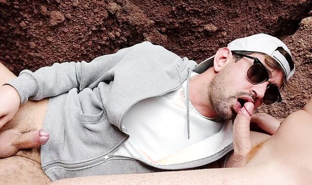 Deep Sucking my red husband on the beach