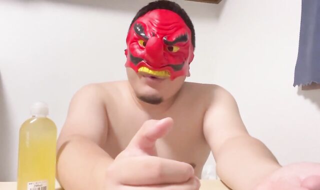 Japanese chubby guy sucky-sucky'ed a faux beef whistle and made complete off!