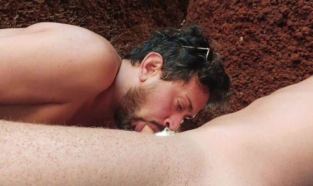 Dt suck and cumeating on a nudist beach