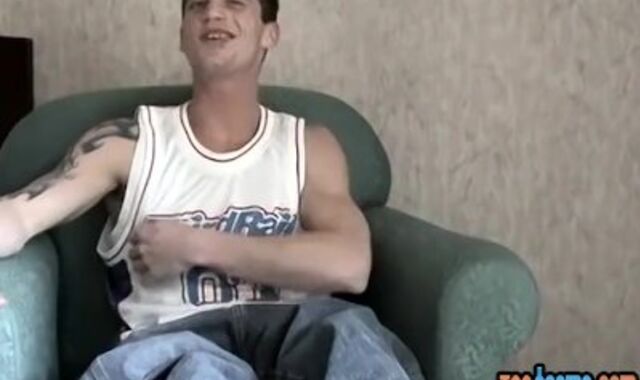 Abnormal lad displays his naked feet and tugs pecker solo