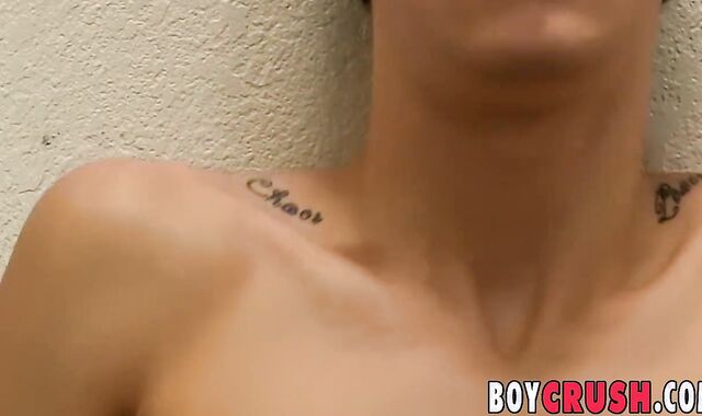 Thin twunk paws his thick cock while screwing his own bootie