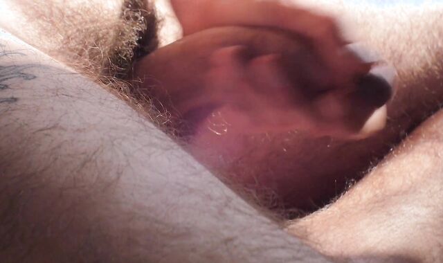 Uncut Rock-Hard-On Spunk Shot on Leg