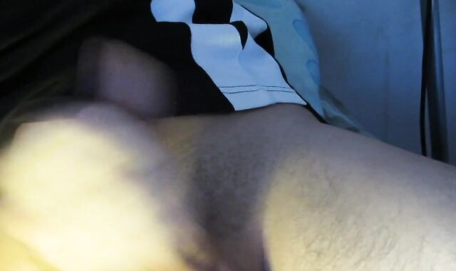 Boy jerks in the guest bedroom