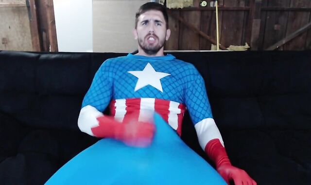 Captain America strips and cums