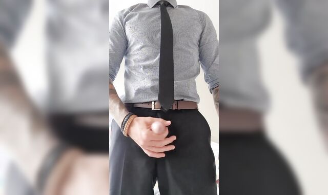 Lunchtime Hotel intercourses, jizz wettened suit