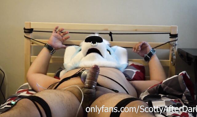 FAT Demolished Orgasm with the Nogasm - Limit Restrain Bondage Fursuiter Corded Up to the sofa