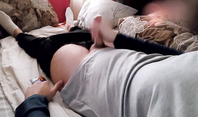 After workout teenager guy decided to jerk off with a enjoy mitten on