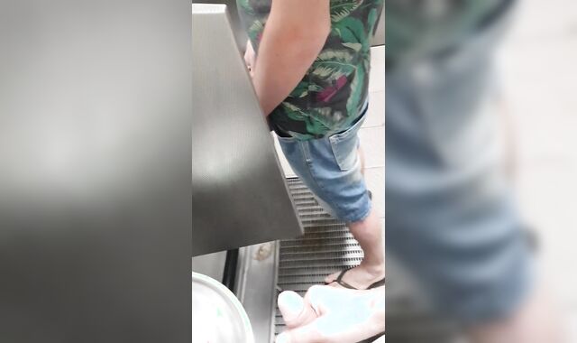 public rest room jerk and jerk with a super-hot man! yam-sized shaft!