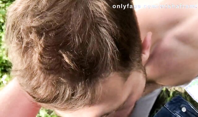 MiSHA Deep Throats Uncut Wool Adorned Manstick In a Realm Near a Engaged Highway And Gets Jizz In His Mouth | MiSHAfromRU