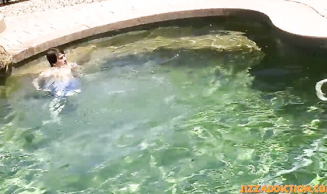 Meatpipe stroking twunk luvs masturbating off rigid at the pool