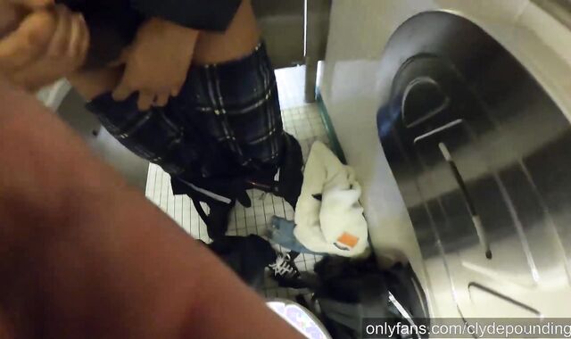 shoots a load on school-old year aged mouth in airport wc