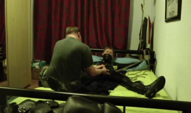 Stroking Hand-Job with Punches to the Ball-Sac of servilejerome in latex catsuit