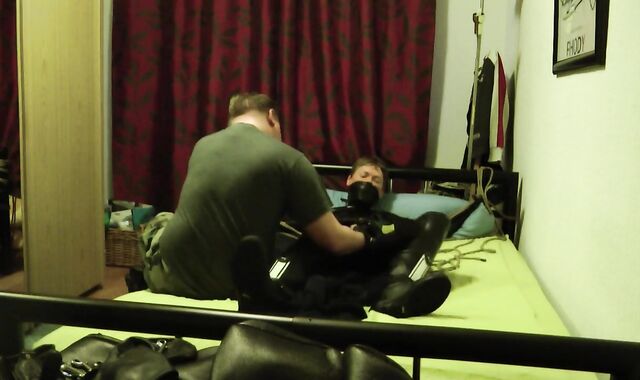 Stroking Hand-Job with Punches to the Ball-Sac of servilejerome in latex catsuit