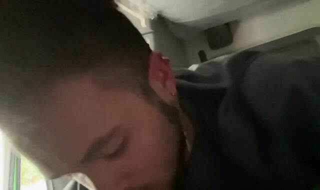 Camper driver getting bj'ed off in public by lad