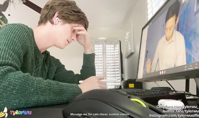 Youngster jerks off with Asian classmate on facetime (Tyler Wu & Shane Hall)