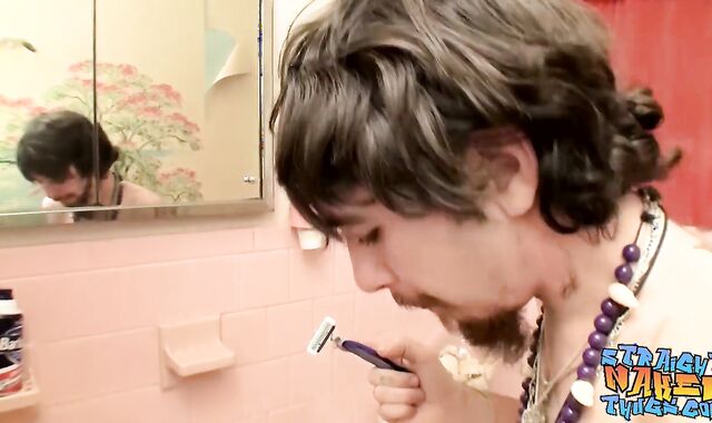 Grubby bum fellow Samuel Phantom fondles his furry manhood