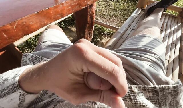 The dude faps a yam-sized magnificent spunk-pump in nature at dawn on a day off