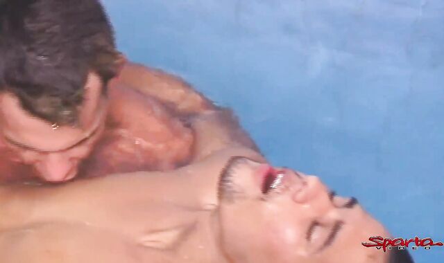 Dark-Hued-Haired Boy Gets Double Dicked By two Hunks Poolside!