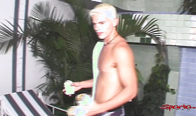 Dark-Hued-Haired Boy Gets Double Dicked By two Hunks Poolside!