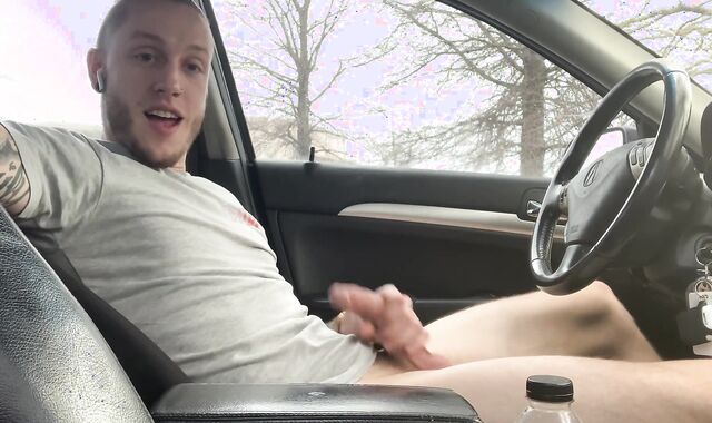 White boy blows a fountain yam-sized in car