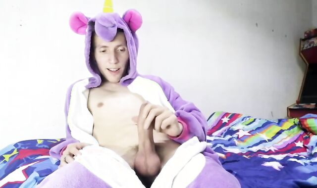 Adorable twink spunk clad in a unicorn costume - AxlRoll