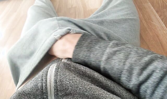 Lying on the floor, in my jimmies, I am frolicking again with my enormous milk and this super-cute supreme-sized large manstick