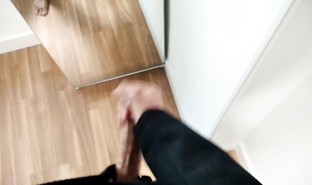 Classy Man Drains His Huge Meaty Shaft and Empties His Jizz In Front Of The Mirror