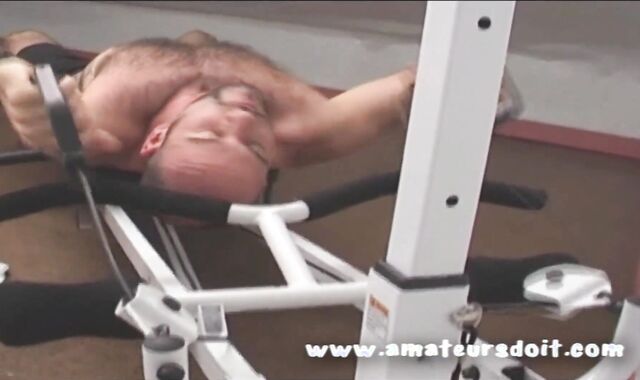 Uncut Very Fur Covered Muscled Australian Wooly Boy Works Out Before Laying Back & Shooting His Jizz Flow