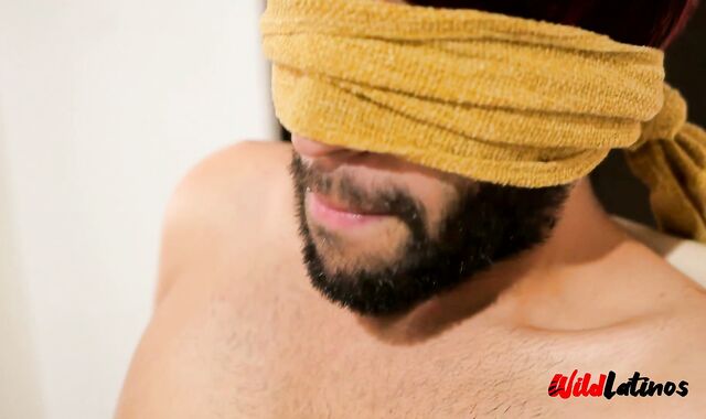 Anonymous Latino Blindfolds Camilo Dark-Skinned His Big Uncut Beefstick With Lubricant Until He Shoots A Load
