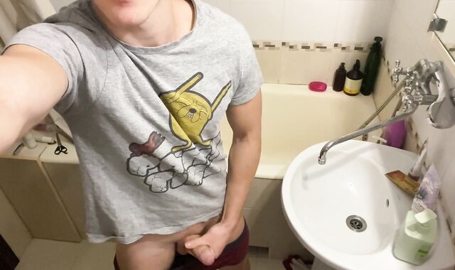 Youthfull Guy Jerks Off a Dick in His Neighbor's Rest Apartment AHAH