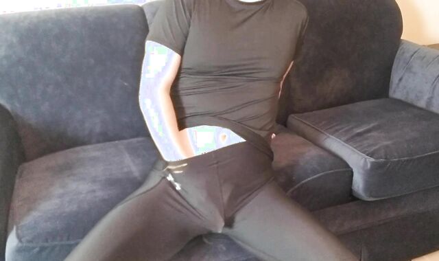 Spandex fellow spunking in Under Armour stockings