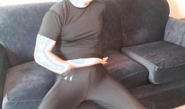 Spandex fellow spunking in Under Armour stockings