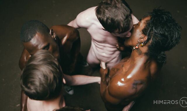 Twink Bukkake’d By Muscle Dudes