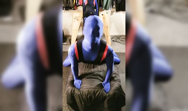 Giant Pounding Jism all over my Zentai Spandex suit and 4hunks Singlet!