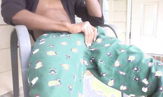 Homosexual-For-Pay Jock Outside on Front Porch