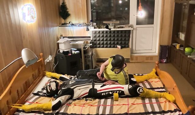 pup biker tape limit restrain bondage