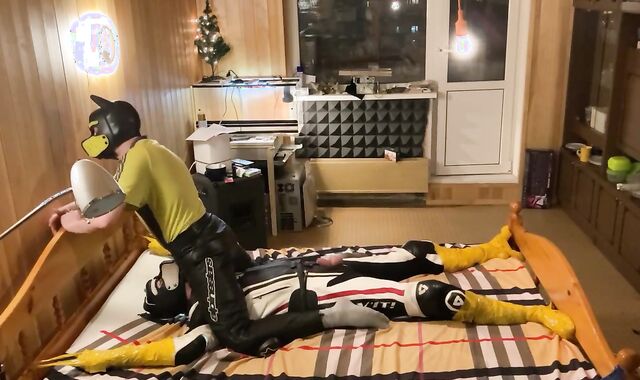 pup biker tape limit restrain bondage