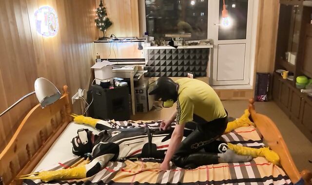 pup biker tape limit restrain bondage