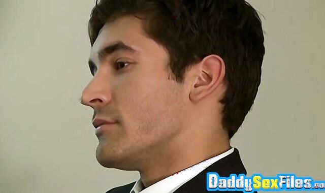 Suited yam-sized teddies deep-throat a successful stud sloppily until he can spunk