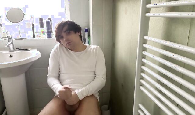 [60fps] [HD] smooth 19 year aged lad jerks and shoots a geyser with MONSTROUS 8” spunk-shotgun and shoots a explosion buckets