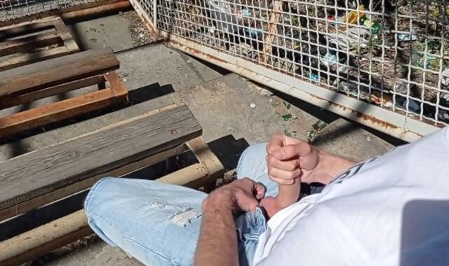 The guy drains off and blows a load in the stadium in extreme